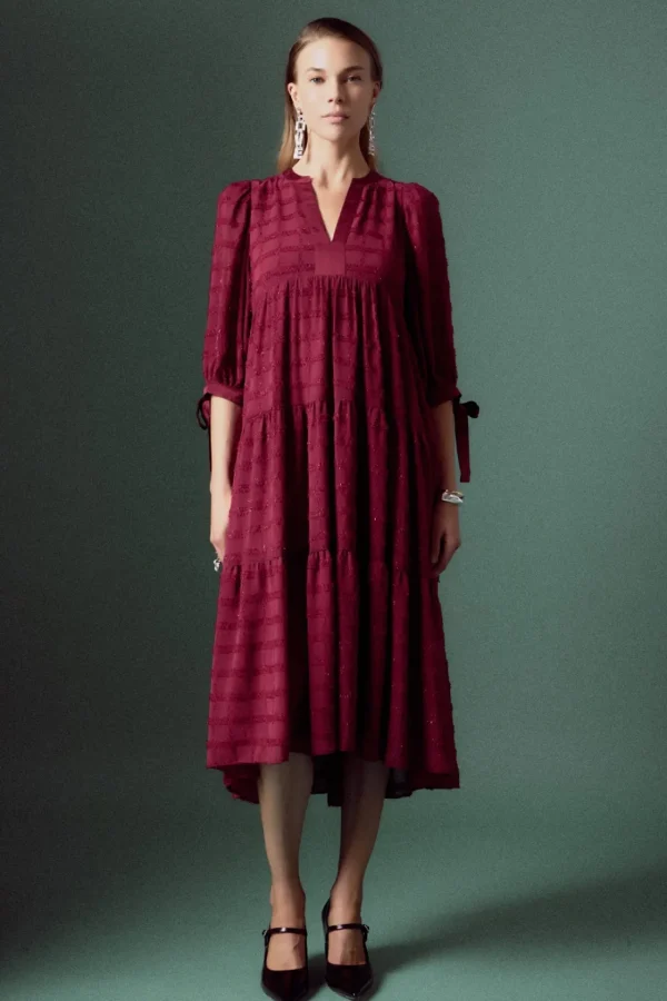 ENGLISH FACTORY Boho Dresses | Tops*- Textured Gridded Chiffon Dress