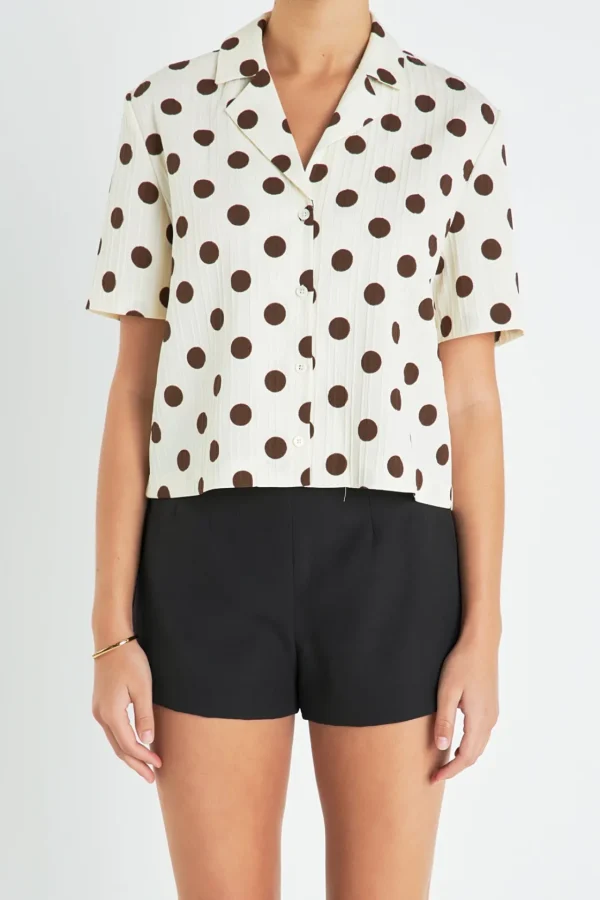 ENGLISH FACTORY Matching Sets | Shirts & Blouses*- Textured Dots Short Sleeves Shirts