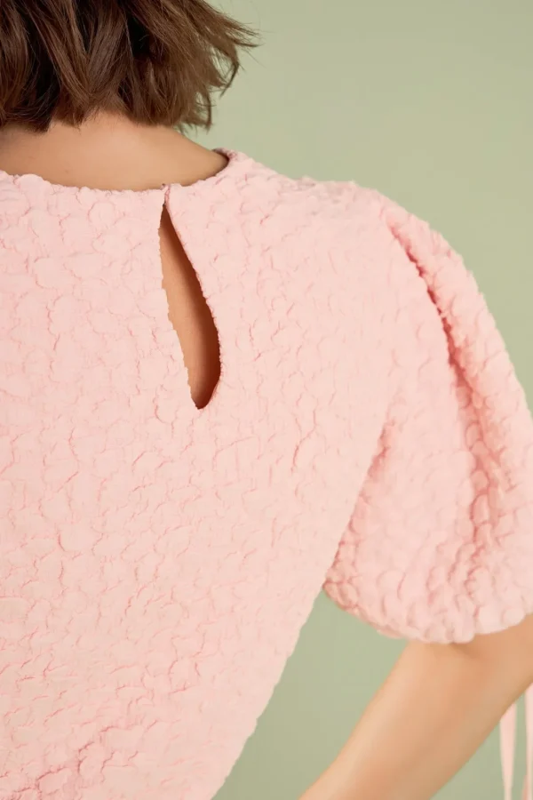 ENGLISH FACTORY Puff Sleeve | Tops*- Textured Fabric Smocked Midi Dress