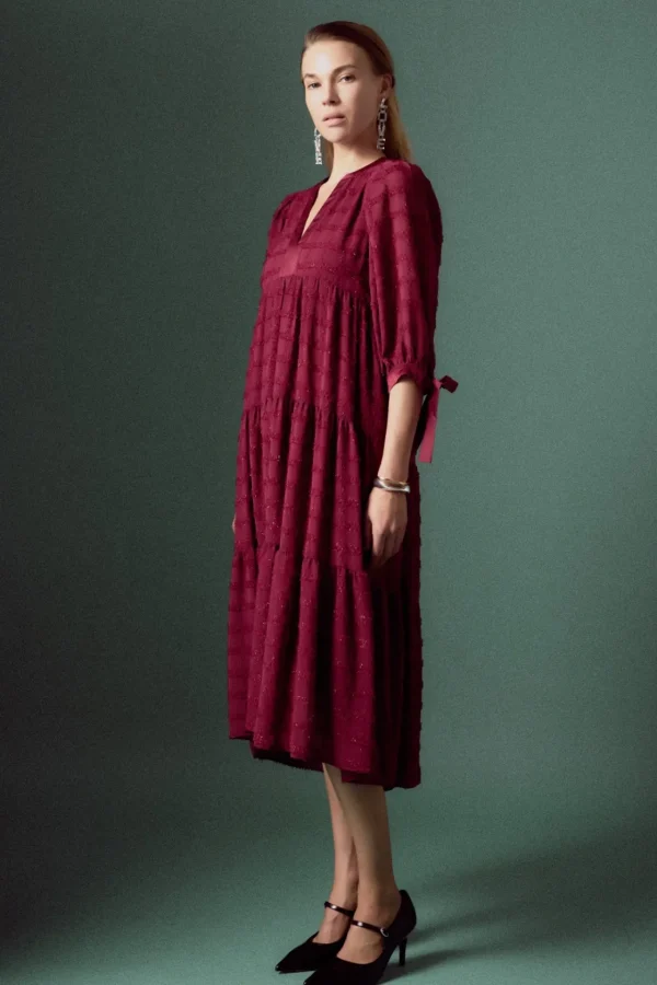 ENGLISH FACTORY Boho Dresses | Tops*- Textured Gridded Chiffon Dress