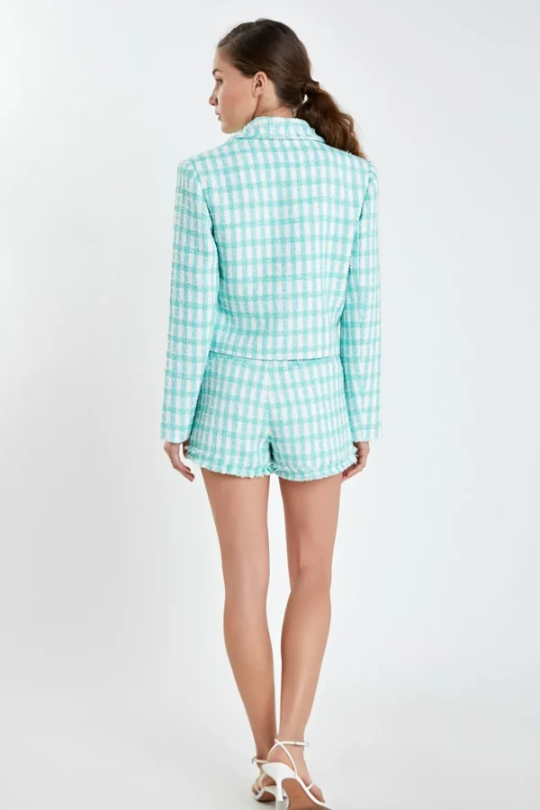 ENGLISH FACTORY Matching Sets | Blazers*- Textured Checkered Double Breasted Blazer
