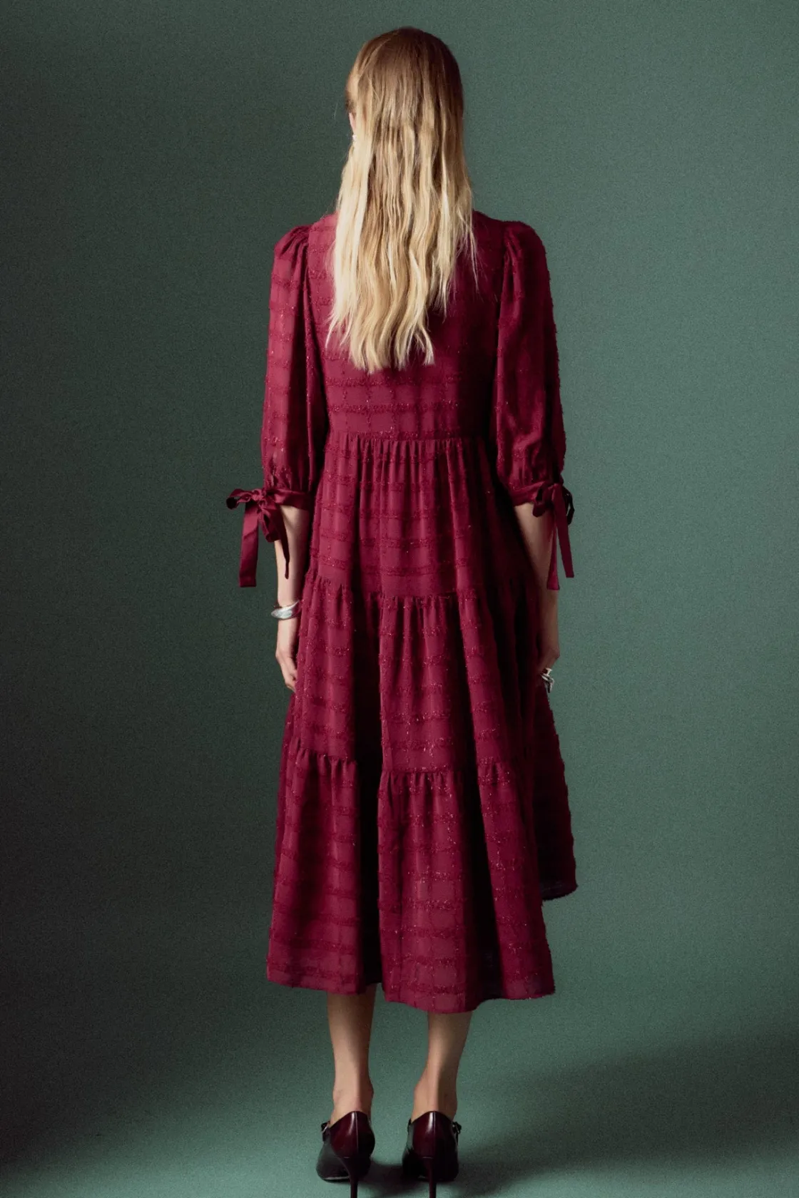 english_factory__textured_7-8.webp ENGLISH FACTORY Boho Dresses | Tops*- Textured Gridded Chiffon Dress