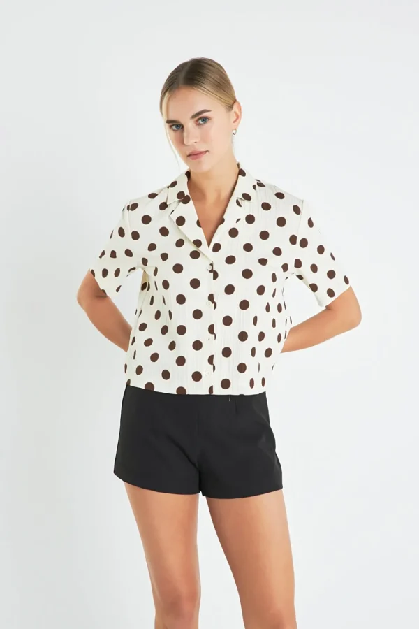 ENGLISH FACTORY Matching Sets | Shirts & Blouses*- Textured Dots Short Sleeves Shirts