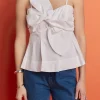 ENGLISH FACTORY Tops*- Tie Sleeveless Peplum Top WHITE