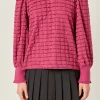 ENGLISH FACTORY Shirts & Blouses | Tops*- Tiered Jersey Top Mock Neck Blouse BERRY