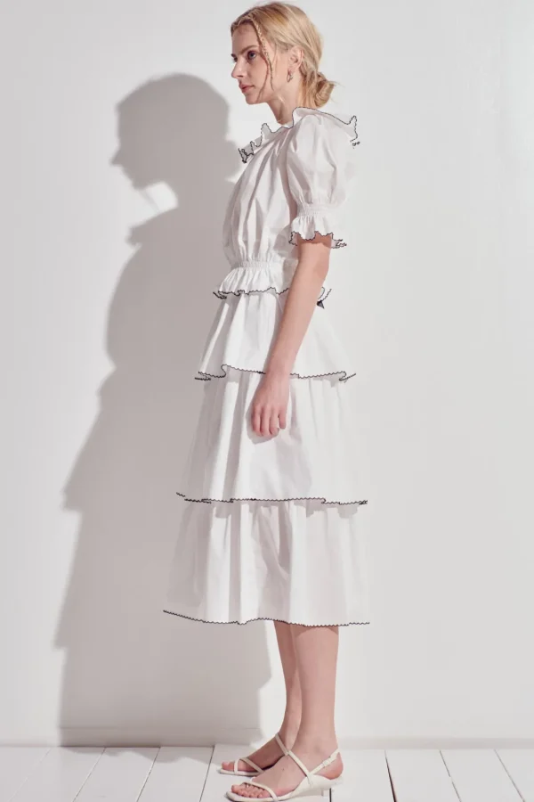 ENGLISH FACTORY Matching Sets | Skirts*- Tiered Midi Skirt OFFWHITE