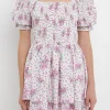 ENGLISH FACTORY Floral Dresses | Tops*- Tiered Smocked Mini Dress LILAC
