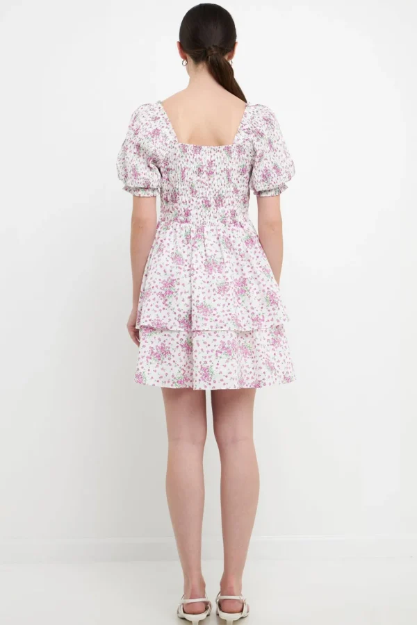 ENGLISH FACTORY Floral Dresses | Tops*- Tiered Smocked Mini Dress LILAC