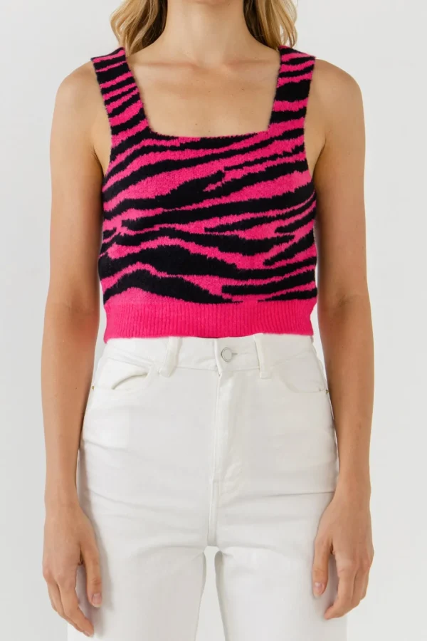 ENGLISH FACTORY Sweaters & Knits*- Tiger Knit Tank Top