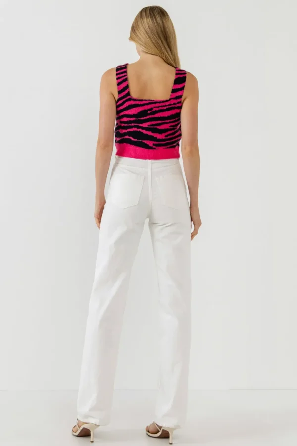 ENGLISH FACTORY Sweaters & Knits*- Tiger Knit Tank Top