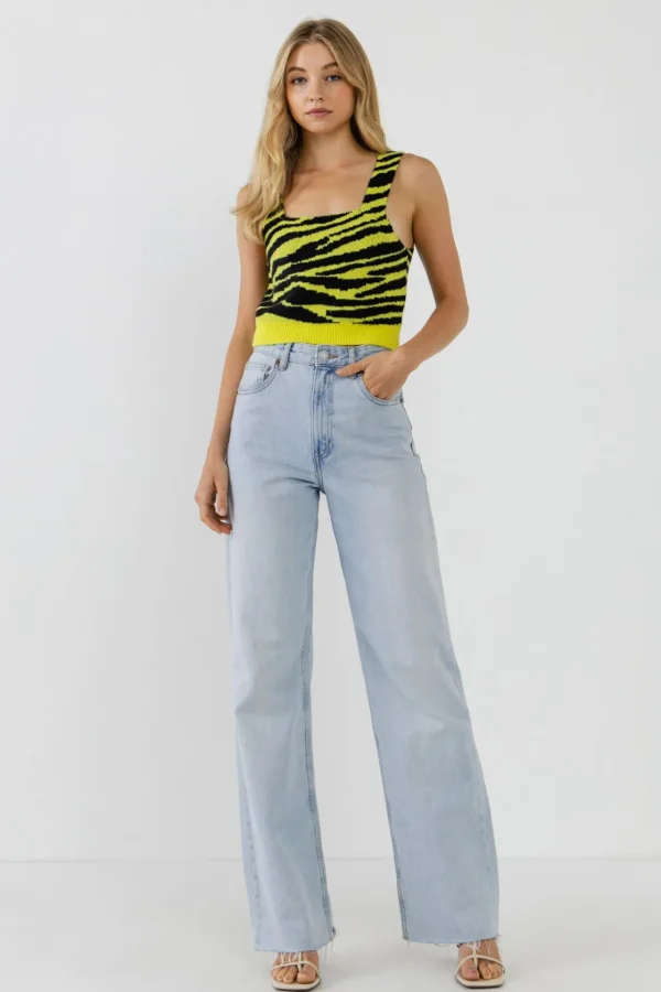 ENGLISH FACTORY Sweaters & Knits*- Tiger Knit Tank Top