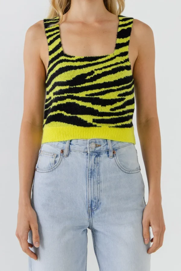 ENGLISH FACTORY Sweaters & Knits*- Tiger Knit Tank Top