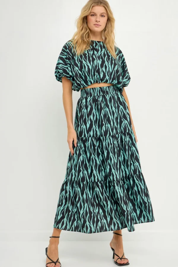 ENGLISH FACTORY Skirts | Tops*- Tiger Print Maxi Skirt AQUAMULTI