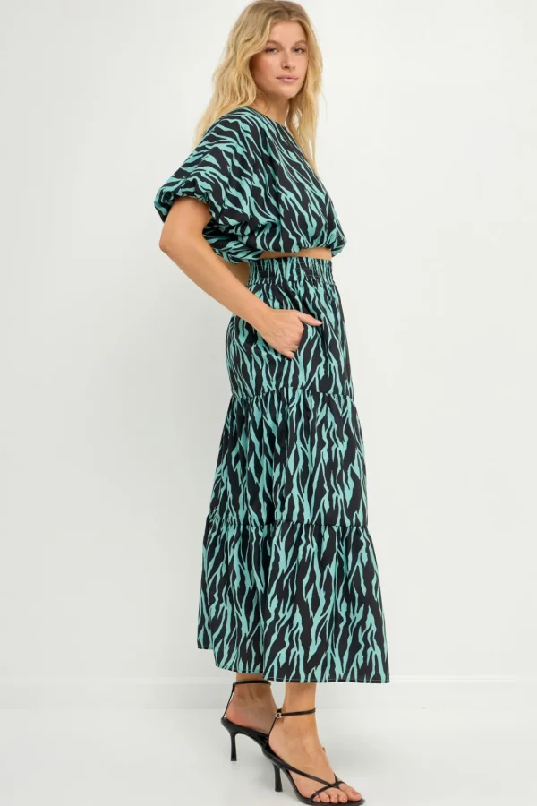 ENGLISH FACTORY Skirts | Tops*- Tiger Print Maxi Skirt AQUAMULTI