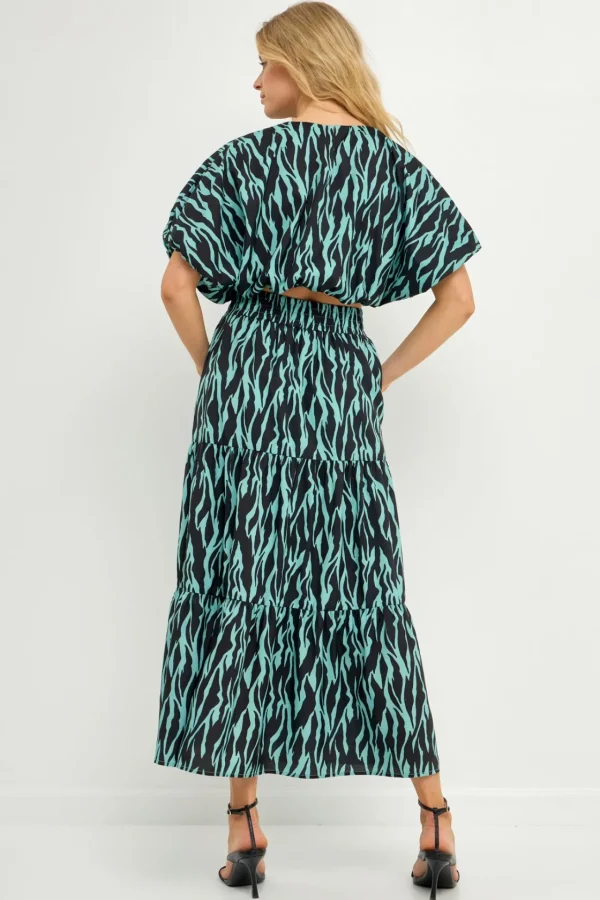 ENGLISH FACTORY Skirts | Tops*- Tiger Print Maxi Skirt AQUAMULTI