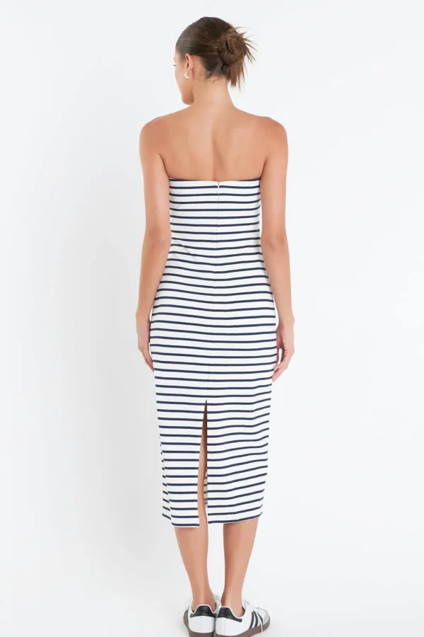 ENGLISH FACTORY Tops*- Tube Top Dress WHITE/NAVY