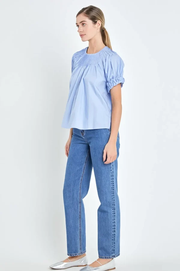 ENGLISH FACTORY Shirts & Blouses | Tops*- Tuck Detail Blouse BLUE