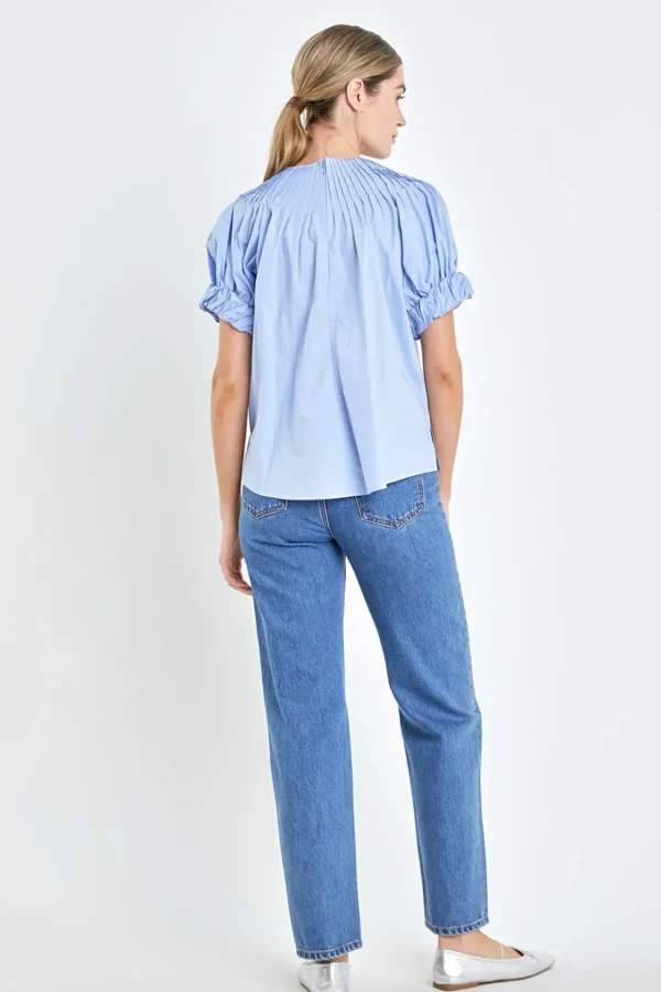 ENGLISH FACTORY Shirts & Blouses | Tops*- Tuck Detail Blouse BLUE