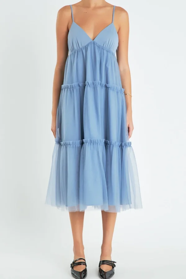 ENGLISH FACTORY White Dresses | Tops*- Tulle Contrast Midi Dress
