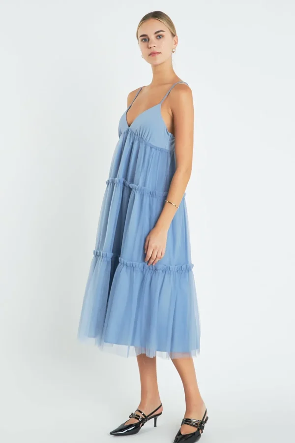 ENGLISH FACTORY White Dresses | Tops*- Tulle Contrast Midi Dress