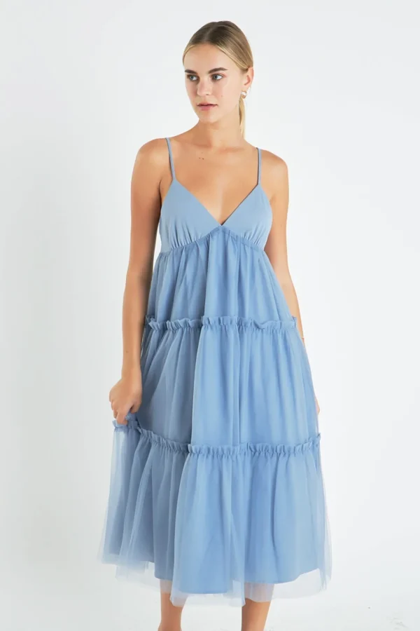 ENGLISH FACTORY White Dresses | Tops*- Tulle Contrast Midi Dress