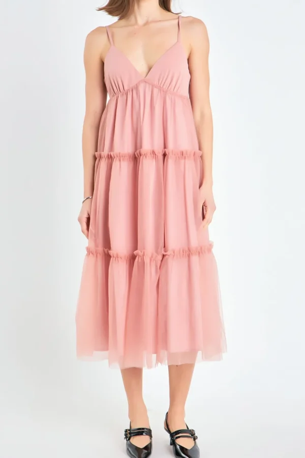 ENGLISH FACTORY White Dresses | Tops*- Tulle Contrast Midi Dress