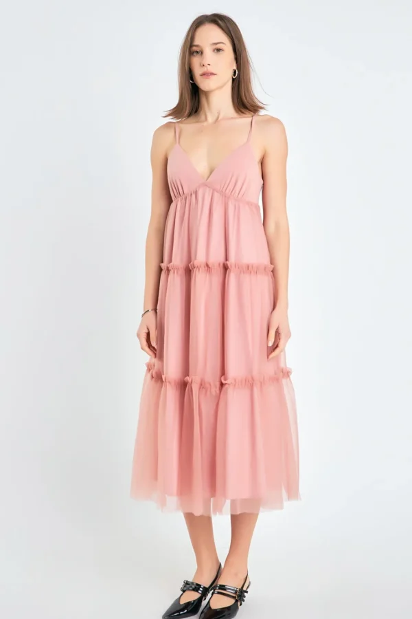 ENGLISH FACTORY White Dresses | Tops*- Tulle Contrast Midi Dress