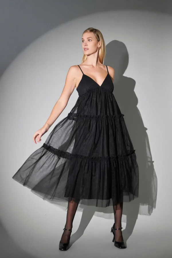 ENGLISH FACTORY White Dresses | Tops*- Tulle Contrast Midi Dress