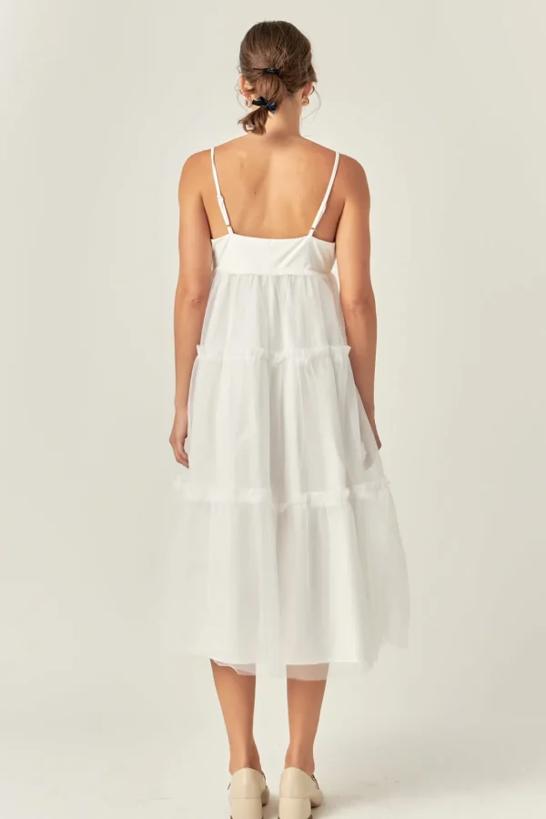 ENGLISH FACTORY White Dresses | Tops*- Tulle Contrast Midi Dress