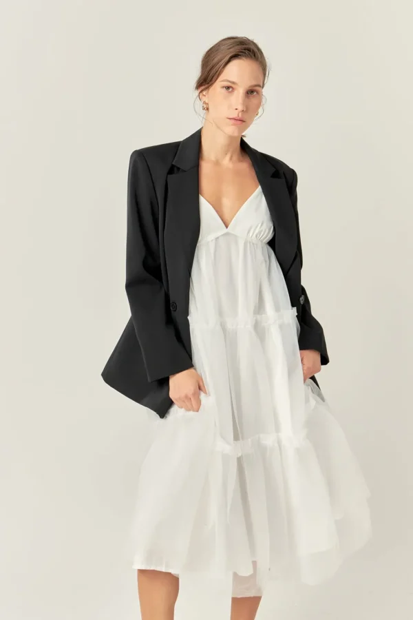 ENGLISH FACTORY White Dresses | Tops*- Tulle Contrast Midi Dress