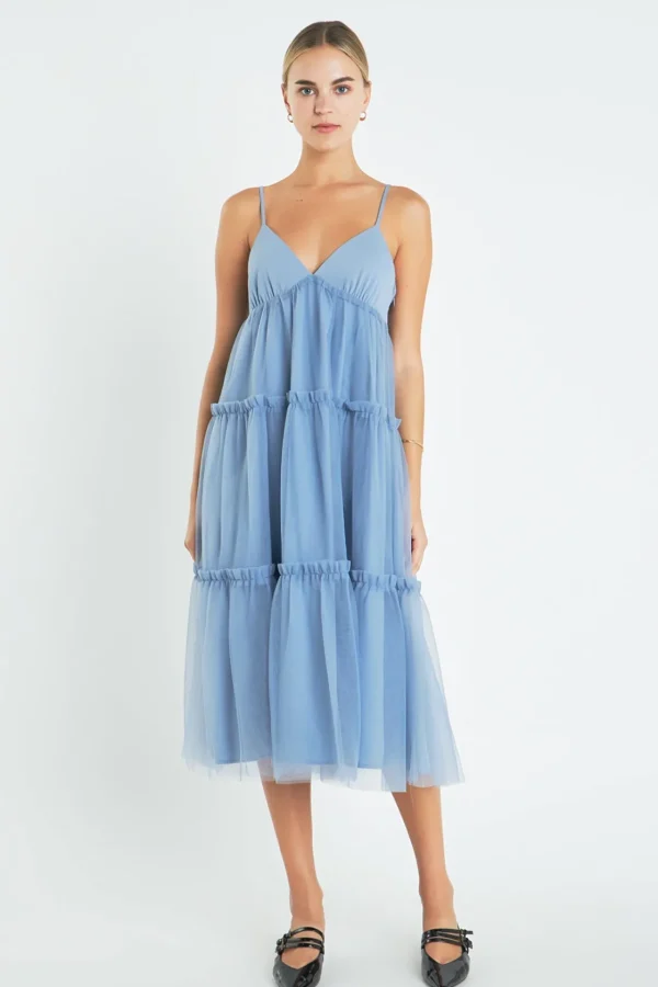 ENGLISH FACTORY White Dresses | Tops*- Tulle Contrast Midi Dress
