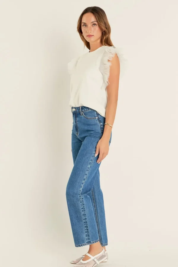 ENGLISH FACTORY Sweaters & Knits | Tops*- Tulle Ruffle Knit Top