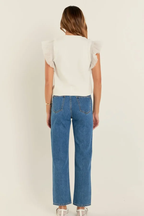 ENGLISH FACTORY Sweaters & Knits | Tops*- Tulle Ruffle Knit Top