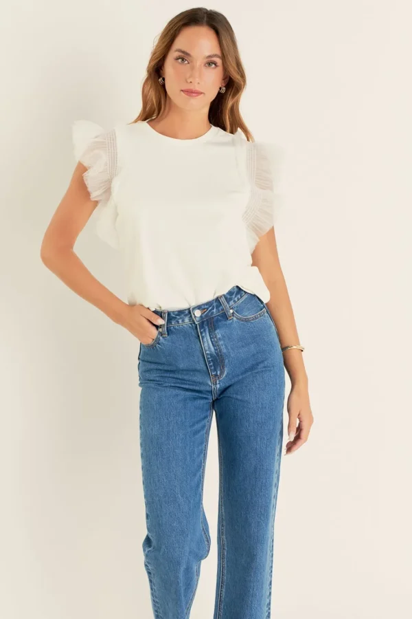 ENGLISH FACTORY Sweaters & Knits | Tops*- Tulle Ruffle Knit Top