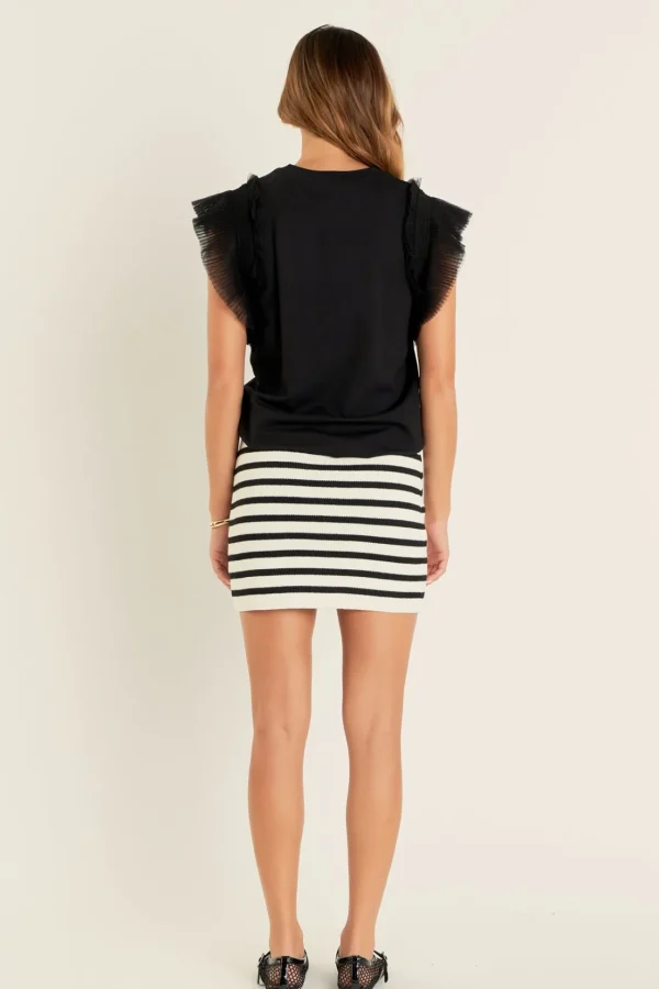 ENGLISH FACTORY Sweaters & Knits | Tops*- Tulle Ruffle Knit Top