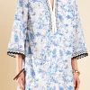 ENGLISH FACTORY Tops*- Tunic Dress with Trim Detail BLUE/OFFWHITE
