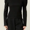 ENGLISH FACTORY Tops*- Turtle Neck Rib Top BLACK