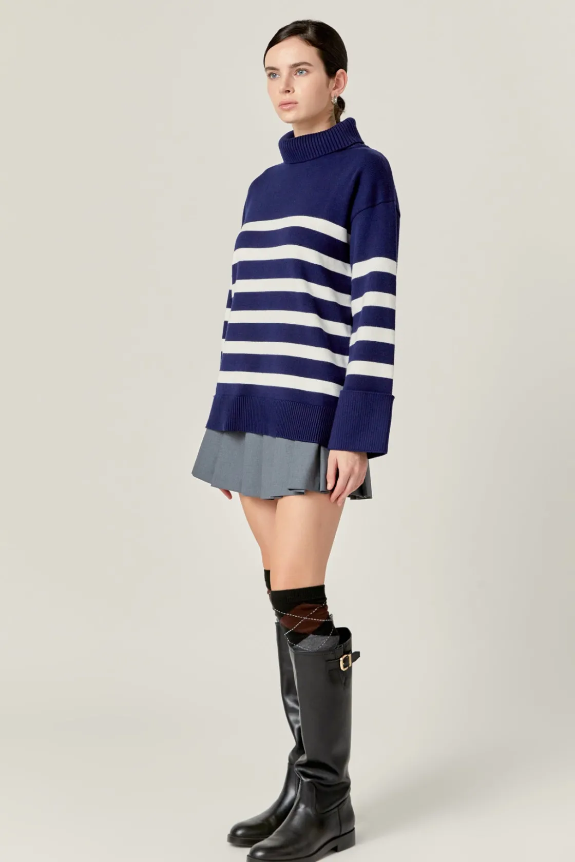 english_factory__turtle_n_1-1.webp ENGLISH FACTORY Sweaters & Knits | Tops*- Turtle Neck Stripe Sweater NAVY/WHITE