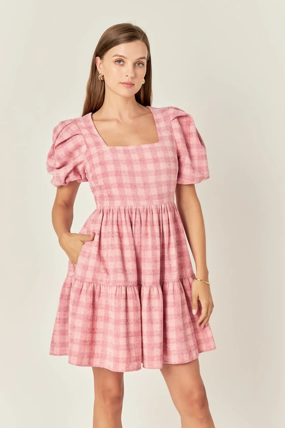 english_factory__tweed_ba_8.webp ENGLISH FACTORY Tweed Dresses | Tops*- Tweed Babydoll Dress