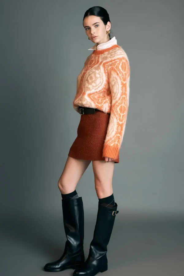 ENGLISH FACTORY Matching Sets | Skirts*- Tweed H-Line Skirt RUST