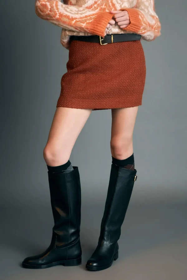 ENGLISH FACTORY Matching Sets | Skirts*- Tweed H-Line Skirt RUST