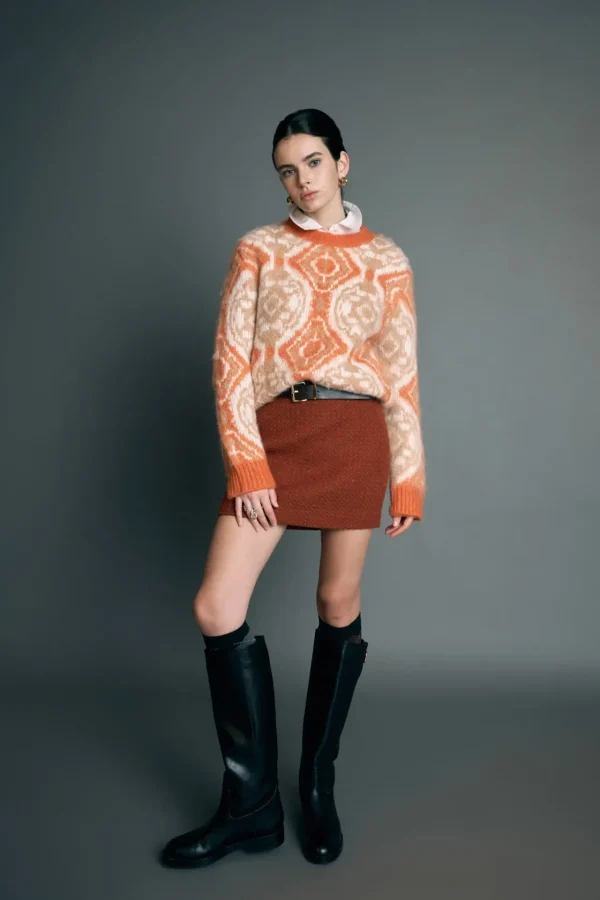 ENGLISH FACTORY Matching Sets | Skirts*- Tweed H-Line Skirt RUST