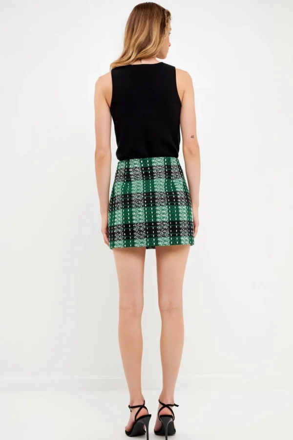 ENGLISH FACTORY Matching Sets | Skirts*- Tweed Mini Skirt GREEN