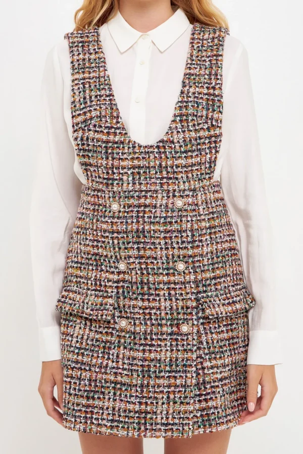 ENGLISH FACTORY Tweed Dresses | Tops*- Tweed Pinafore Mini Dress MULTI