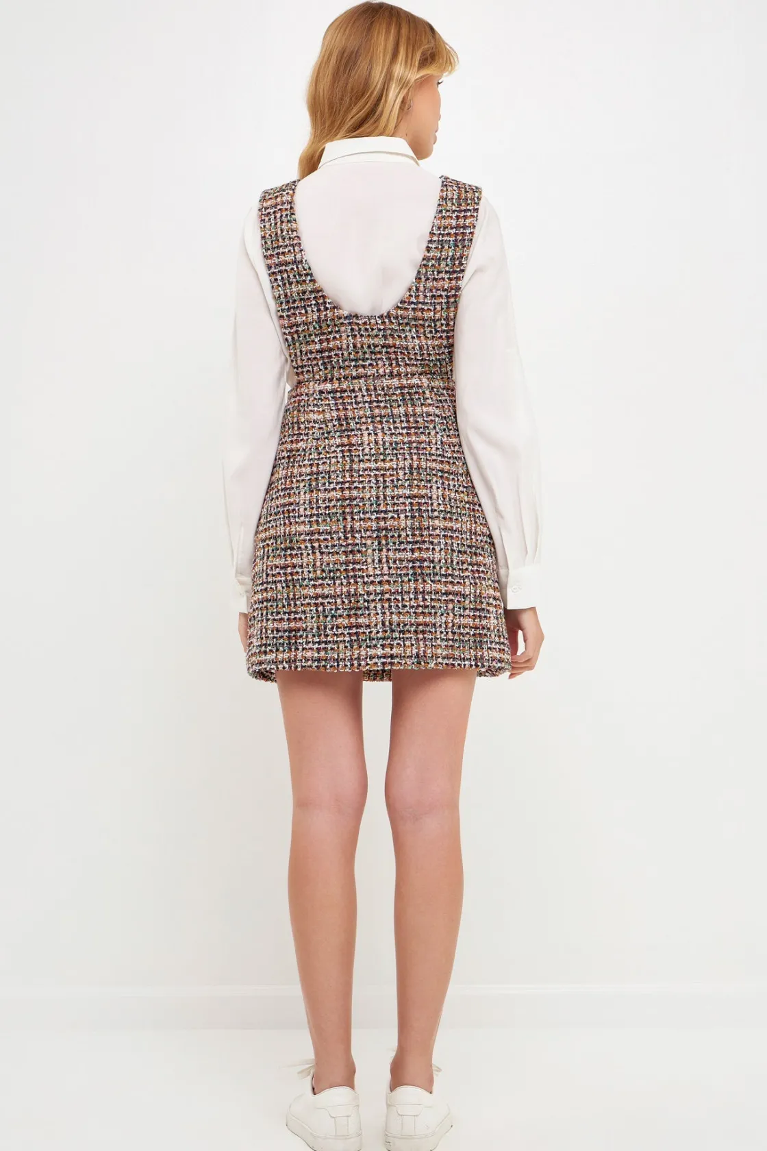english_factory__tweed_pi_2.webp ENGLISH FACTORY Tweed Dresses | Tops*- Tweed Pinafore Mini Dress MULTI