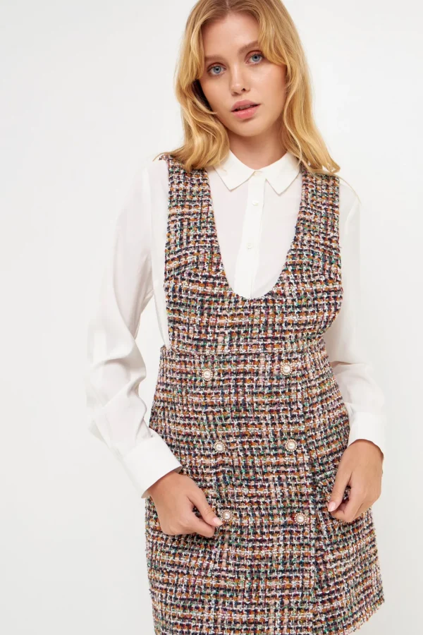 ENGLISH FACTORY Tweed Dresses | Tops*- Tweed Pinafore Mini Dress MULTI