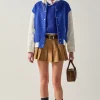 ENGLISH FACTORY Jackets & Coats | Tops*- Tweed PU Bomber Jacket BLUE/WHITE
