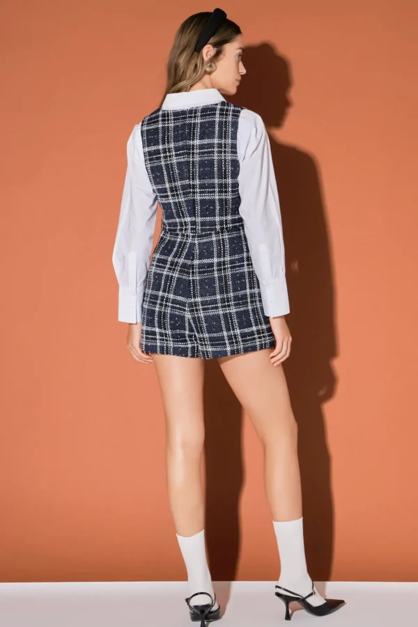 ENGLISH FACTORY Sweaters & Knits | Tops*- Tweed Romper NAVYMULTI