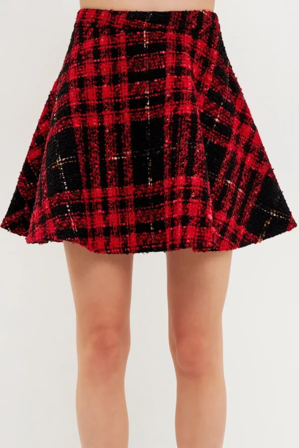 ENGLISH FACTORY Matching Sets | Skirts*- Tweed Skater Skirt REDMULTI