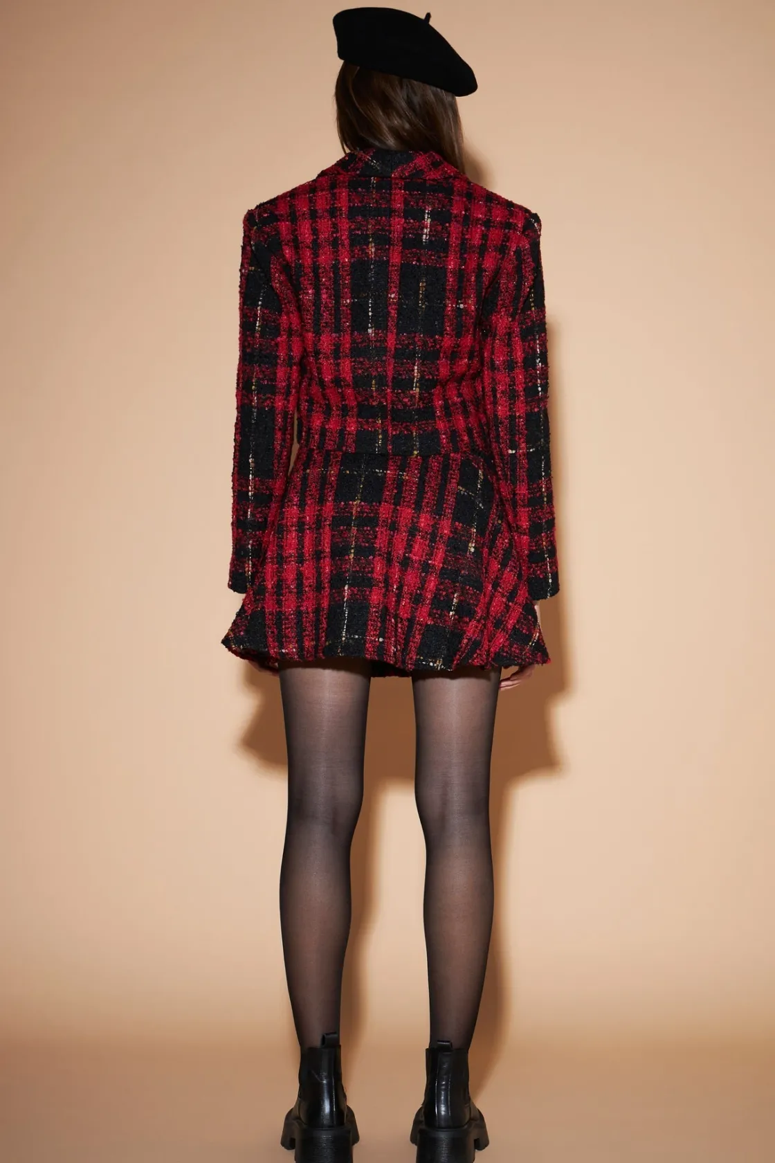 english_factory__tweed_sk_2.webp ENGLISH FACTORY Matching Sets | Skirts*- Tweed Skater Skirt REDMULTI